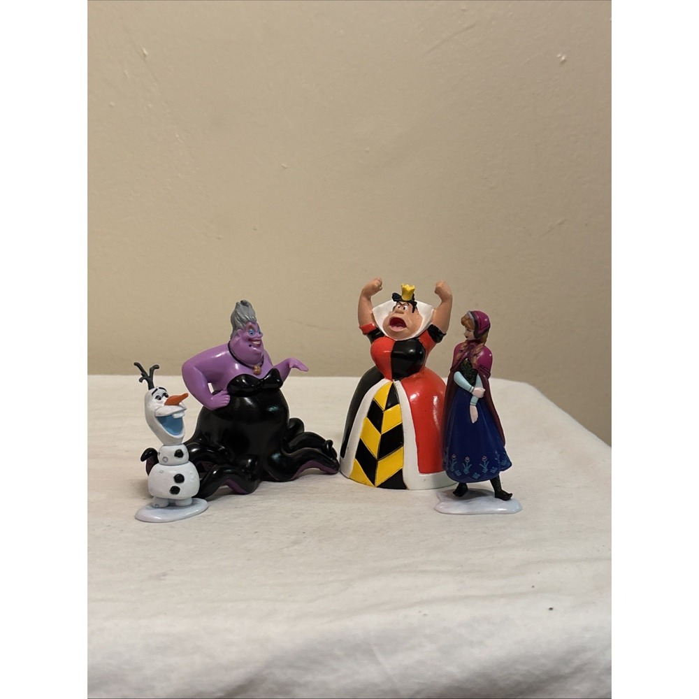 Disney Figurine Cake Topper Lot Ursula Queen of Hearts Olaf Anna Frozen 4pc